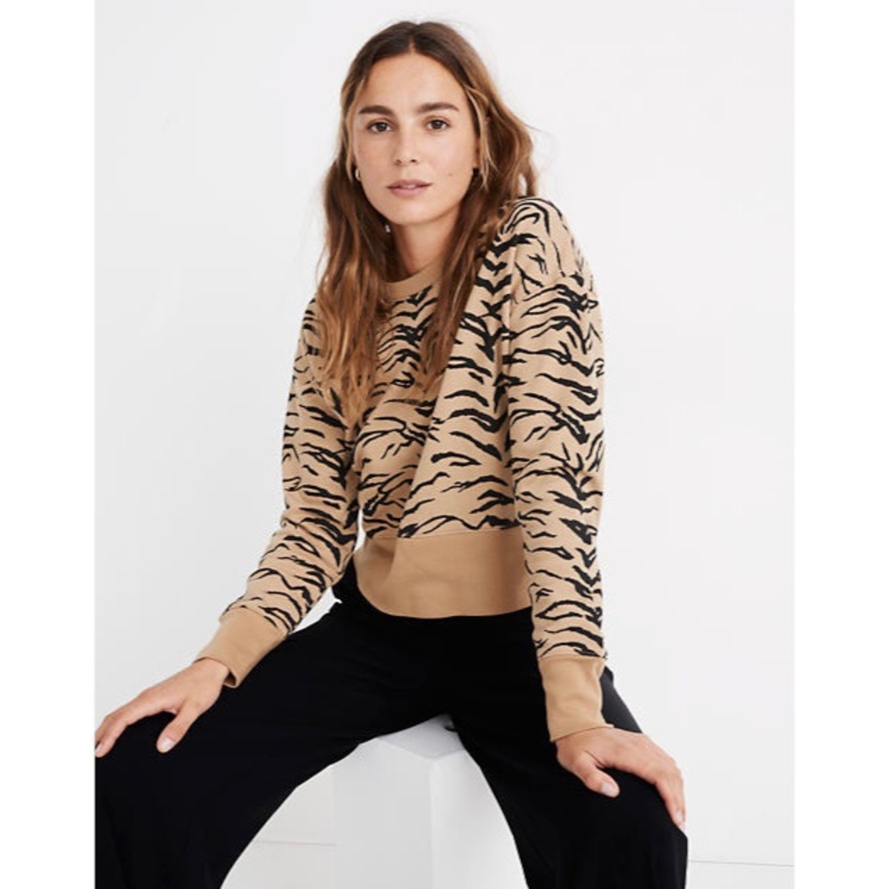Madewell Tiger Stripe Crop Sweatshirt - Picture 1 of 4
